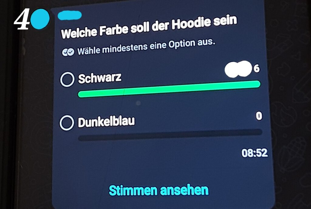 Farben des Hoodies aussuchen und absprechen